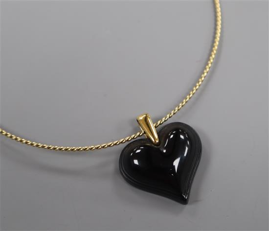 A Lalique heart shaped pendant necklet, heart 30mm.